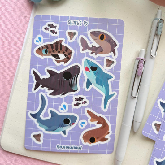 Sharks Vinyl Sticker Sheet (A6)
