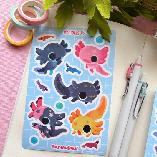 Axolotl Vinyl Sticker Sheet (A6)